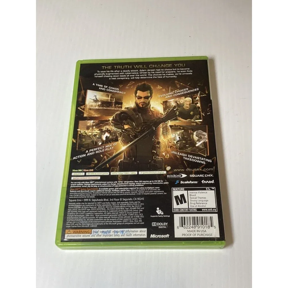 Deus Ex: Human Revolution (Microsoft Xbox 360, 2011) CIB